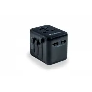 Ładowarka podróżna Verbatim UTA-01 49543 - 100-250V EU, USA, Japonia, Australia, UK, 2x USB-A, Czarna