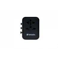 Ładowarka podróżna Verbatim UTA-01 49543 - 100-250V EU, USA, Japonia, Australia, UK, 2x USB-A, Czarna