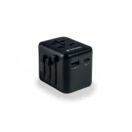 Ładowarka podróżna Verbatim UTA-02 49544 - 100-250V EU, USA, Japonia, Australia, UK, 1x USB-A, 1x USB-C, Czarna