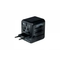 Ładowarka podróżna Verbatim UTA-02 49544 - 100-250V EU, USA, Japonia, Australia, UK, 1x USB-A, 1x USB-C, Czarna