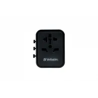Ładowarka podróżna Verbatim UTA-02 49544 - 100-250V EU, USA, Japonia, Australia, UK, 1x USB-A, 1x USB-C, Czarna