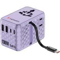 Ładowarka podróżna Verbatim Charge 'n' Travel 100W GaN III 30193 - 2x USB-C, 2x USB-A, Fioletowa