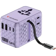 Ładowarka podróżna Verbatim Charge 'n' Travel 100W GaN III 30193 - 2x USB-C, 2x USB-A, Fioletowa