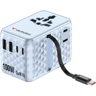 Ładowarka podróżna Verbatim Charge 'n' Travel 100W GaN III 30192 - 2x USB-C, 2x USB-A, Niebieska