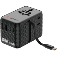 Ładowarka podróżna Verbatim Charge 'n' Travel 100W GaN III 30191 - 2x USB-C, 2x USB-A, Czarna