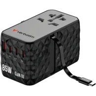 Ładowarka podróżna Verbatim Charge 'n' Travel 85W GaN III 32127 - 3x USB-C, 1x USB-A, Czarna