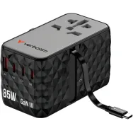 Ładowarka podróżna Verbatim Charge 'n' Travel 85W GaN III 32127 - 3x USB-C, 1x USB-A, Czarna