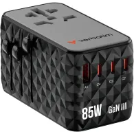 Ładowarka podróżna Verbatim Charge 'n' Travel 85W GaN III 32127 - 3x USB-C, 1x USB-A, Czarna