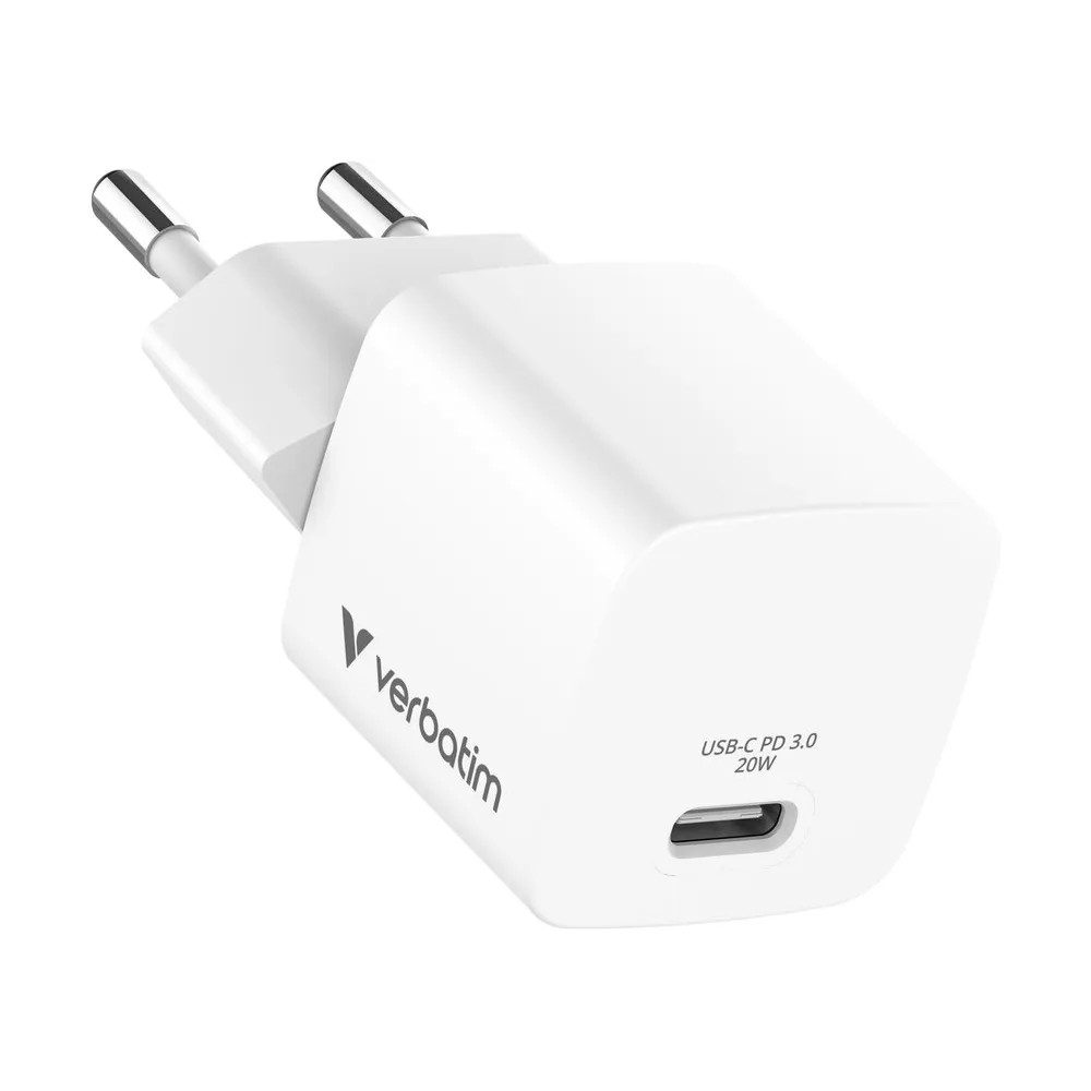 Ładowarka sieciowa Verbatim Mini GaN Charger 20W 32395 - 1x USB-C, Biała
