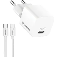 Ładowarka sieciowa Verbatim Mini GaN Charger 20W 32396 - 1x USB-C, kabel USB-C, Biała