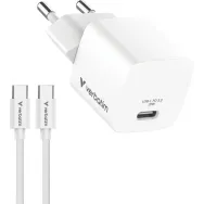 Ładowarka sieciowa Verbatim Mini GaN Charger 20W 32396 - 1x USB-C, kabel USB-C, Biała