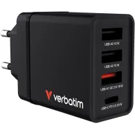 Ładowarka sieciowa Verbatim 4w1 GaN Charger 30W 49700 - 1x USB-C, 3x USB-A, Czarna