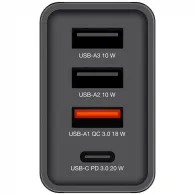 Ładowarka sieciowa Verbatim 4w1 GaN Charger 30W 49700 - 1x USB-C, 3x USB-A, Czarna