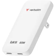 Ładowarka sieciowa Verbatim Essentials Slim GaN 65W 30281 - 2x USB-C, PD 3.0, Biała