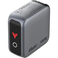 Ładowarka sieciowa Verbatim Mini GaN 100W Smart TFT ANVE30239PLG - 2x USB-C, 1x USB-A, UE/UK/USA, Szara