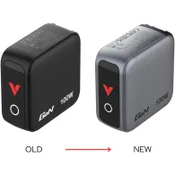 Ładowarka sieciowa Verbatim Mini GaN 100W Smart TFT ANVE30239PLG - 2x USB-C, 1x USB-A, UE/UK/USA, Szara