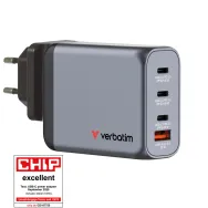 Ładowarka sieciowa Verbatim GaN GNC-100 100W 32202 - 3x USB-C, 1x USB-A, Szara