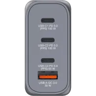 Ładowarka sieciowa Verbatim GaN GNC-100 100W 32202 - 3x USB-C, 1x USB-A, Szara