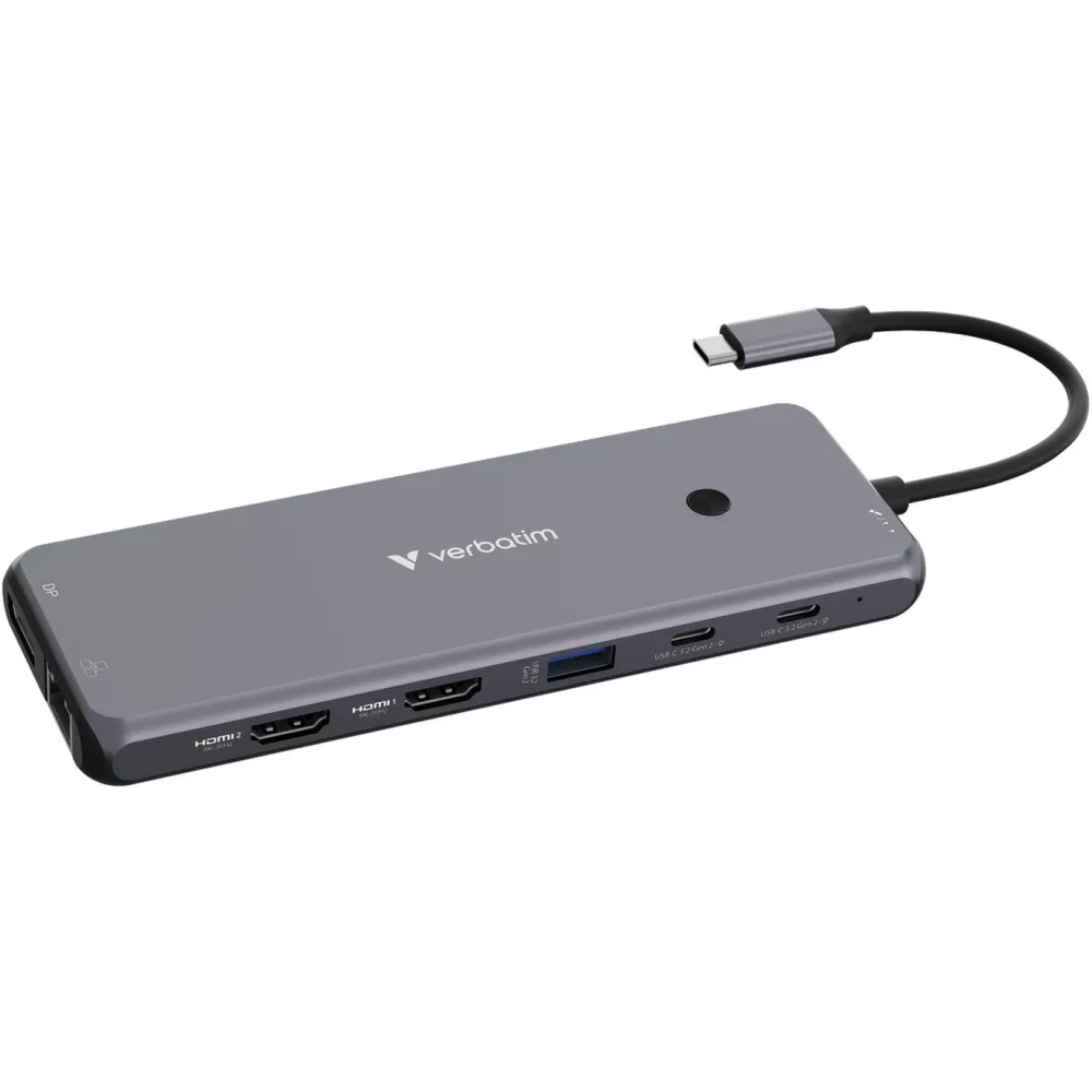Replikator portów Verbatim USB-C Pro CMH-13 32153 - 4x USB-A 3.2, 2x USB-A 2.0, 2x USB-C 3.2 Gen 2, 2x HDMI, DP, Audio, RJ45