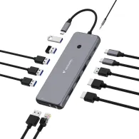Replikator portów Verbatim USB-C Pro CMH-13 32153 - 4x USB-A 3.2, 2x USB-A 2.0, 2x USB-C 3.2 Gen 2, 2x HDMI, DP, Audio, RJ45