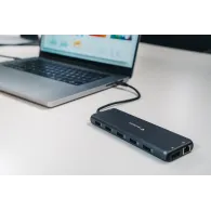 Replikator portów Verbatim USB-C Pro CMH-13 32153 - 4x USB-A 3.2, 2x USB-A 2.0, 2x USB-C 3.2 Gen 2, 2x HDMI, DP, Audio, RJ45
