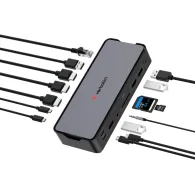 Stacja dokująca Verbatim USB-C Pro CDS-15 32171 - Host USB-C, 4x USB-A, 2x USB-C, Audio, USB-C PD, 2x HDMI, DP, RJ45, SD