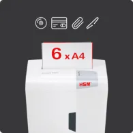 Niszczarka dokumentów HSM Shredstar X6pro 1046111 - ścinki 2x15mm, 6 arkuszy 80 g, kosz 21 l, P-5, Biała