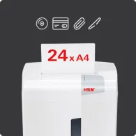 Niszczarka dokumentów HSM Shredstar X24 1039111 - 4 x 37 mm, osobny mech. tnący CD, Biała