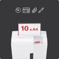 Niszczarka dokumentów HSM Shredstar S10 1042121 - paski 6mm, 10 arkuszy 80 g, kosz 18 l, P-2, Biała