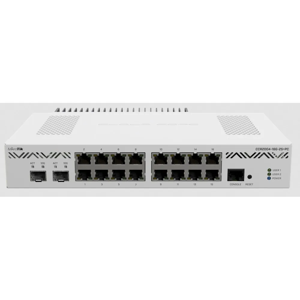 Router MikroTik CCR2004-16G-2S+PC, 4core ARM CPU, 16x 1GbE RJ45, 2x 10GbE SFP+, pasywne chłodzenie, RouterOS v7 | Sklep ITnes.pl