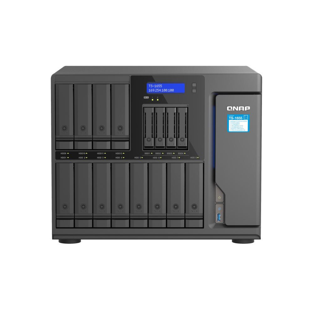 Zdjęcie produktu Serwer NAS QNAP Tower TS-1655-9L - Tower/Intel Atom C5125/64 GB RAM/144 TB/12 wnęk/2 x M.2/hot-swap/3 lata Door-to-Door