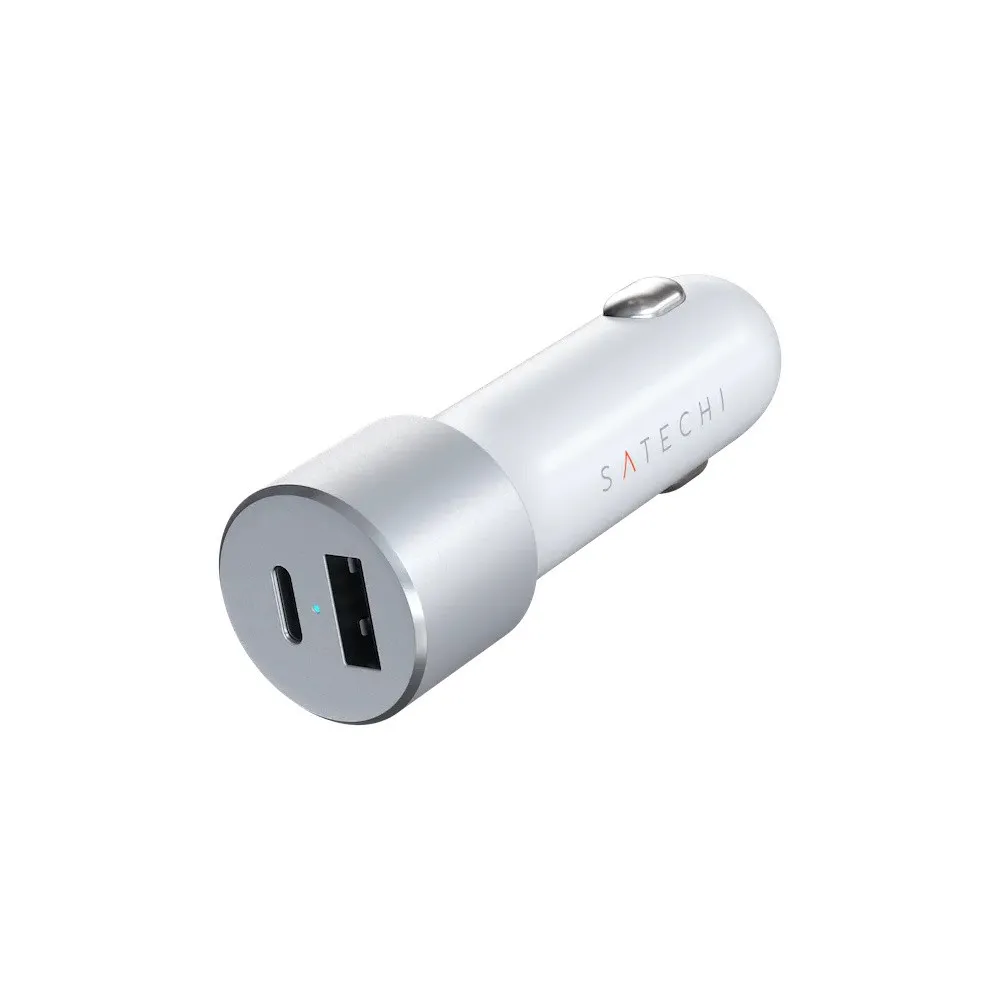 Ładowarka samochodowa Satechi Dual 72W ST-TCPDCCS - USB-C 60W, USB-A 12W, Srebrna