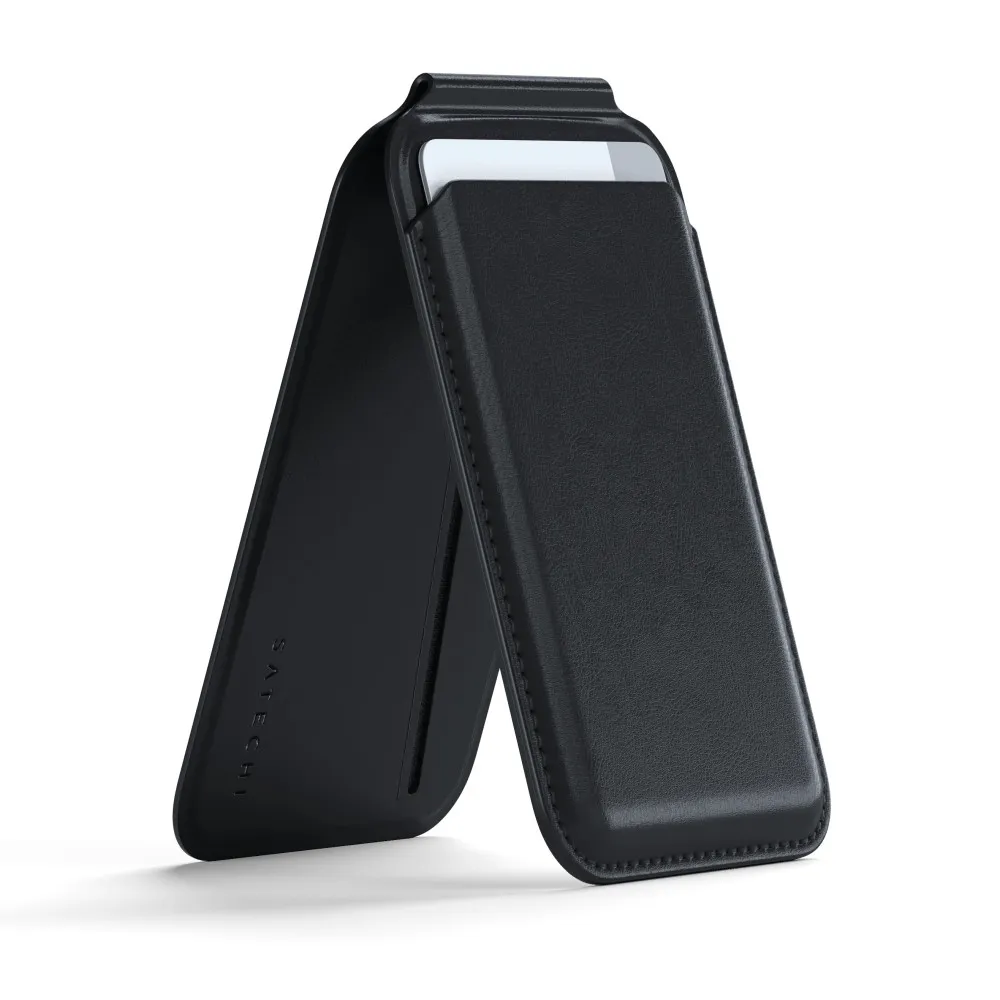 Portfel i podstawka Satechi Vegan-Leather Wallet Stand do iPhone z MagSafe ST-VLWK, Wegańska skóra, Czarny | Sklep ITnes.pl, IT 