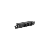 Listwa zasilająca Rack PDU Lanberg PDU-03F-0200-BK - do szaf 10", 1U, 3 gniazda "schuko", przewód 2m