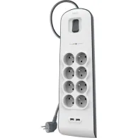 Listwa antyprzepięciowa Belkin 900J BSV804CA2M - 8 gniazd, 2 m, Biała, Szara - BSV804CA2M | Sklep ITnes.pl - IT for BUSINESS