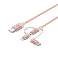 Kabel Unitek 3in1 Y-C4036ARG, USB-A do USB-C, Lightning, microUSB, 1 m, Różowy | Sklep ITnes.pl, IT for BUSINESS