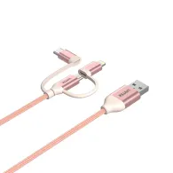 Kabel Unitek 3in1 Y-C4036ARG, USB-A do USB-C, Lightning, microUSB, 1 m, Różowy | Sklep ITnes.pl, IT for BUSINESS