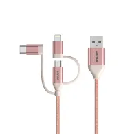 Kabel Unitek 3in1 Y-C4036ARG, USB-A do USB-C, Lightning, microUSB, 1 m, Różowy | Sklep ITnes.pl, IT for BUSINESS