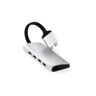 Replikator portów Satechi USB-C Dual Multimedia Adapter ST-TCDMMAS - USB-C, 2x USB-A, 2x HDMI, microSD i SD, Ethernet, Srebrny