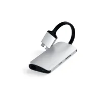 Replikator portów Satechi USB-C Dual Multimedia Adapter ST-TCDMMAS - USB-C, 2x USB-A, 2x HDMI, microSD i SD, Ethernet, Srebrny