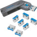 Blokada portów USB AU0045 - Klucz LogiLink, 8 zamków, Niebieska, kolor srebrny