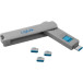 Blokada portów USB LogiLink USB-C Port Blocker x4 AU0052 - Kolor srebrny, Niebieska, Klucz