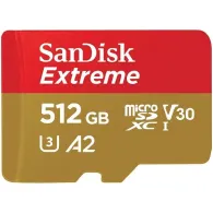 Karta pamięci SanDisk microSDXC Extreme 512GB + adapter SDSQXAV-512G-GN6MA - Kolor złoty, Czerwona | Sklep ITnes.pl - IT for BUS
