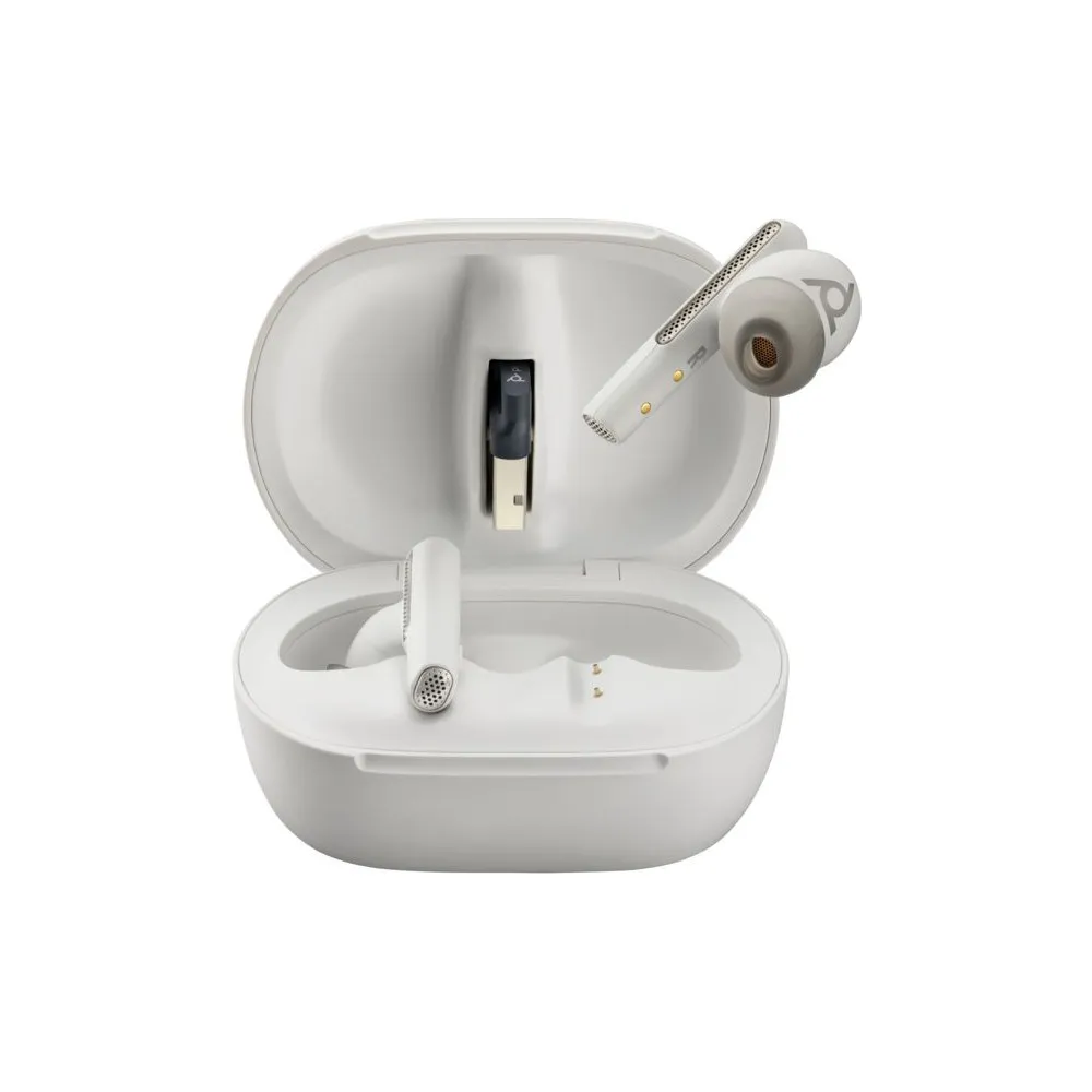 Słuchawki bezprzewodowe Poly Voyager Free 60+ UC M White Sand Earbuds +BT700 USB-C Adapter +Touchscreen Charge Case 7Y8G8AA