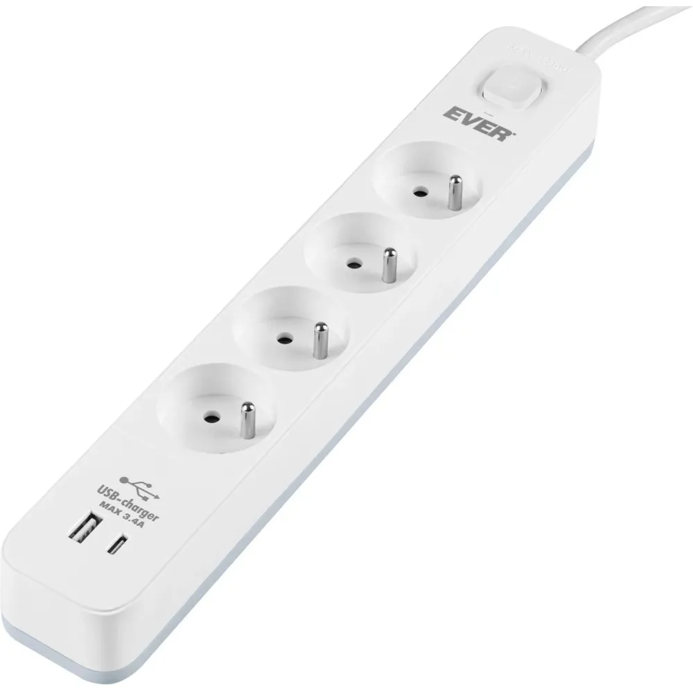 Listwa zasilająca antyprzepięciowa Ever PROTECT 4PL 1A1C USB T/LZ12-PRO015/1000