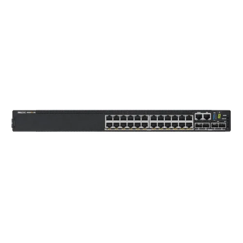 Switch zarządzalny Dell EMC PowerSwitch N2224PX-ON DNN2224PX, 24 x 2.5 GbE, 4 x 25 GbE, 2 x 40 GbE Stacking, 1 x AC PSU, PoE | S