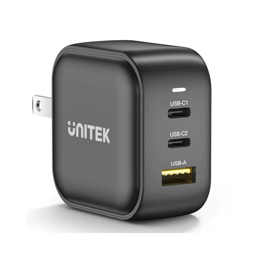 Unitek Ładowarka GaN 3 porty, PD 66W QC 3.0 czarna - P1108ABK | Sklep