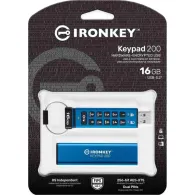 Pendrive Kingston IronKey Keypad 200 16 GB IKKP200/16GB - FIPS 140-3 Lvl 3 Pending AES-256 Encrypted, Niebieski