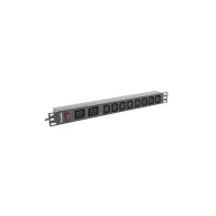 Listwa zasilająca Rack PDU Lanberg PDU-02I1908I-0200-C20-BK - 1U, 2x IEC C19, 8x IEC C13, przewód 2m IEC C20