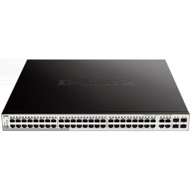 Switch zarządzalny D-Link DGS-1210-52MP/E - 48x 100|1000Mbps RJ45, 4x 1GbE RJ45|SFP combo, POE+ 370W